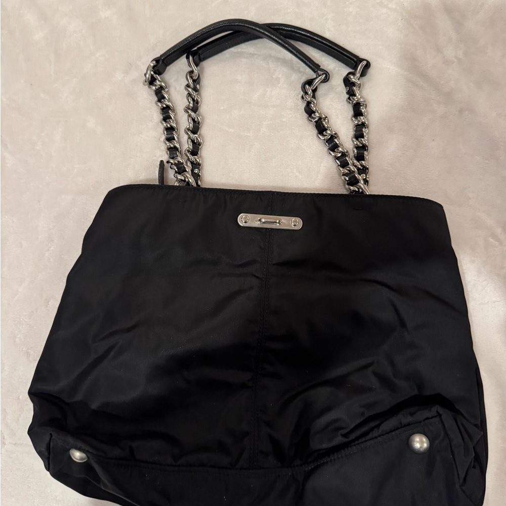 Vintage Prada Black Chain Strap Women's Shoulder Bag